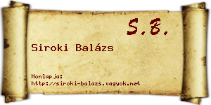 Siroki Balázs névjegykártya